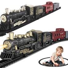 Regalo de Año Nuevo 2026 Tren de música rastreable, juguete de coche de pista eléctrica para niños, mini tren retro, juguete de vehículo eléctrico, nuevo tren pequeño asequible - Negro - Ver 2