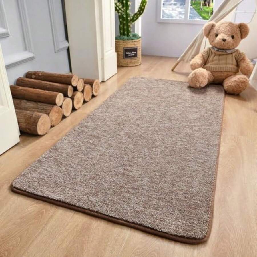 Soft 2x4 Small Runner Rug Brown Bedside Rugs for Bedroom Indoor Runner Hallway Carpets Non Slip Living Room Area Throw Rugs Memory Foam Laundry Room Rug for Teen Boys Dorm Room Decor - Rectangular de 2 x 4 - Ver 1