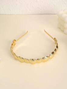 Asymmetrical Metal Textured Circular Hair Hoop, Elegant And Chic Hair Accessory,Summer,Holiday,Travel - Multicolor - View 2