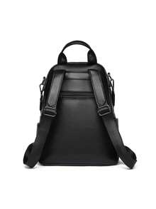 LANYIBAIGE Women's Large Capacity Simple Fashion Backpack 2026 New Style Commuter Versatile Student Bookbag Dual Use PU Material Waterproof - Black - View 4