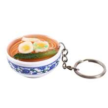 1pc Squishy 4cm Mini Blue And White Porcelain Bowl Keychain Chinese Style Food Charm - Multicolor - View 10