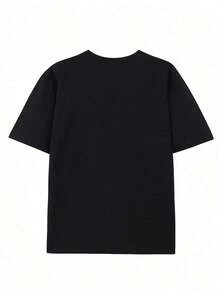 Playera de mujer 100% algodón manga corta con gráfico con frase inspiradora, estilo relajado urbano, cuello redondo, transpirable para verano, modelo versátil - Negro - Ver 2