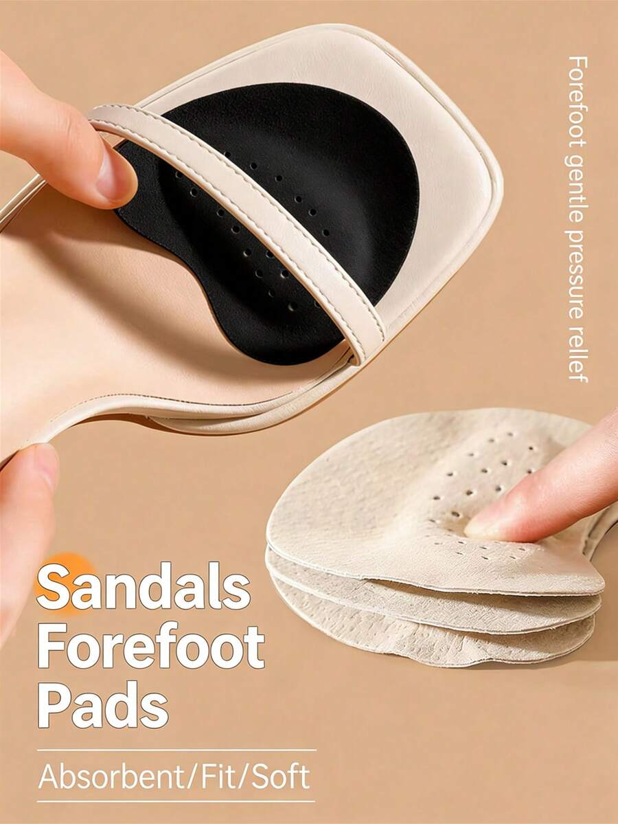 2/4 Pairs High Heel Leather Forefoot Pads, Soft & Sweat-Absorbent, Invisible Anti-Slip Self-Adhesive Inserts, Unisex