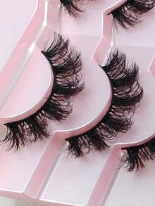 Hinarin 7 Pairs Russian Curl False Eyelashes Russian DD Curly Extension Volume Lifting Look Wispy Soft Faux Mink Fake Eyelash Strips For Festivals Parties Makeup - Black - View 3