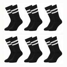 KIT 6 PARES DE MEIAS EM ALGODÃO MASCULINA CANO ALTO NOVA ERA COD: 3110. - Preto - Visão 1