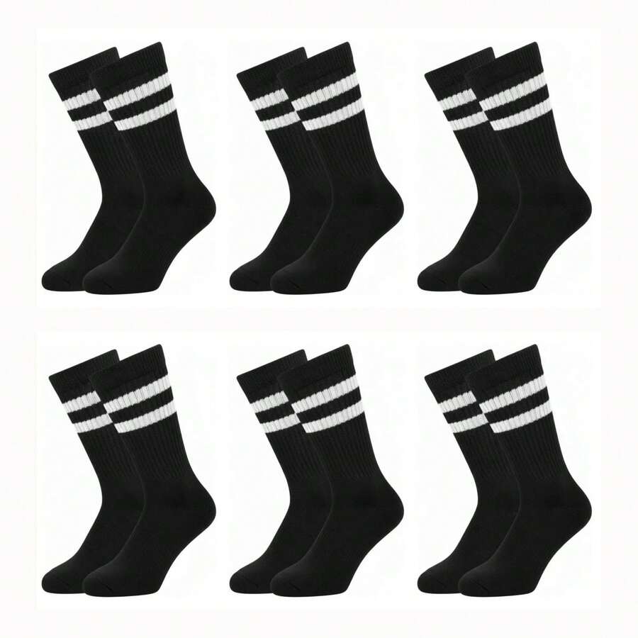 KIT 6 PARES DE MEIAS EM ALGODÃO MASCULINA CANO ALTO NOVA ERA COD: 3110. - Preto - Visão 1