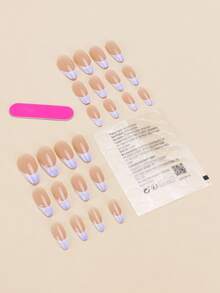 Minimalism Cute White Flower Green Rim 3D French Minimalist Sweet 24pcs Medium-Length Almond Shaped Artificial Nail Tips Nail Art Set, Suitable For Office Ladies, Daily Wear, Dates, Afternoon Tea, Outings Press On Nails - Multicolor - View 2