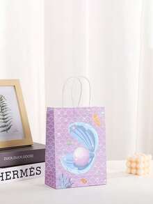 4/12/25pcs Cute Cartoon Ocean Series Design Gift Bags, Various Seahorse, Starfish, Shell, Mermaid, Squid, Pearl Patterns, Suitable For Wedding, Bridal Party, Birthday, Business Shopping, Party Favors, Graduation - Colorful Paper Bags Gifts, Suitable For Holidays, Events, Reunions, Parties And Various Occasions - Multicolor - View 6