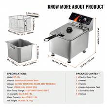 Freidora eléctrica comercial   de encimera, 1750 W, 12 qt/11,5 l - 1750 W - Ver 11