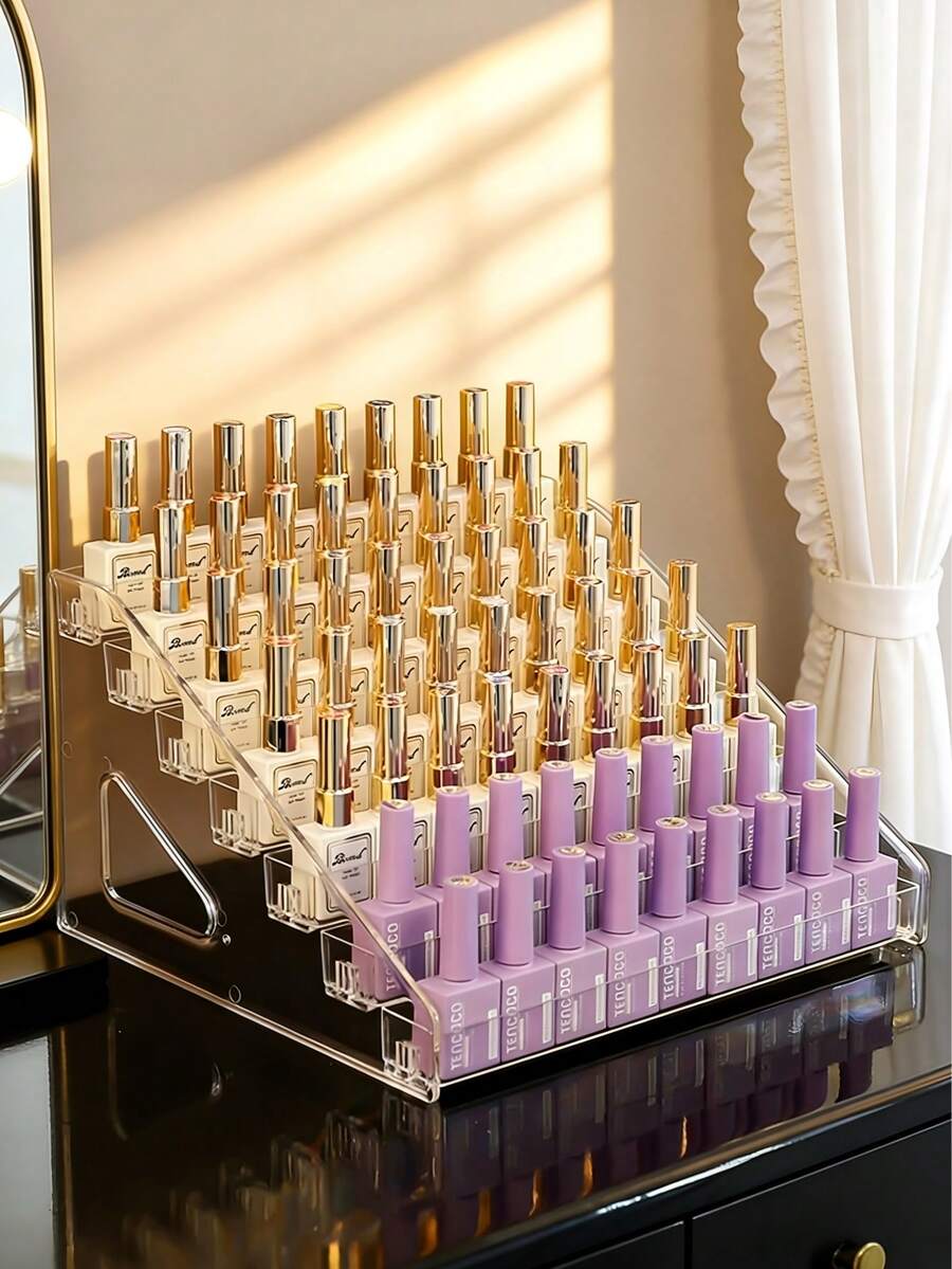1 Bộ Giá Đựng Mỹ Phẩm Nhiều Tầng Có Thể Tháo Rời, Giá Để Bàn Bằng Acrylic Dùng Để Đựng Mỹ Phẩm & Sơn Móng Tay - Trong sáng - Xem 1