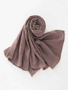 1件 Abaya 新款微弹褶皱棉质长方形锁边涤纶头巾 - 彩色 - 查看 6