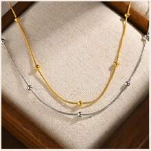 1条40厘米/15.7英寸银色蛇形链项链，女士款 - 彩色 - 查看 4