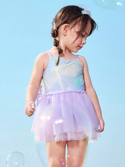 Balabala 2026年新款女童夏季美人鱼连体泳衣，防紫外线，柔软抗氯面料，可爱泳池连衣裙款式