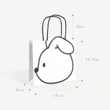 This Minimalist Rabbit-Shaped Paper Bag Features A Pure White Background With Simple Black Line Sketches To Create An Adorable And Versatile Design. Made Of Thick, Durable Kraft Paper, It Is Paired With Matching Paper Rope Handles For Both Style And Functionality. Suitable For Packaging Children's Day Gifts, Daily Gifting, Or Storage And Organization, The Small Size Is Delicate And Cute, Making It A Great Choice For Niche, -Worthy Gifts. - Multicolor - View 5