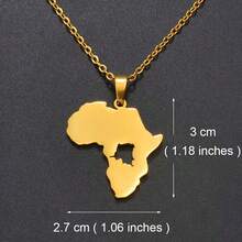 1Pc 3CM Stainless Steel Jewelry Nigeria Ghana Morocco Cameroon Map Pendant Necklaces - Yellow Gold - View 3