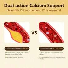Supplement Vitamin D3 & K2, 250 Veggie Softgels |       2-In-1 Formula (5000  D3 + 100mcg K2 MK7) |       Supports Healthy Bones, Teeth, Heart, & Immune System |       Nutrition & Healthcare Supplement Dietary Edible Fitness - 3件 - 查看 5