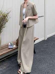 Women Suit Sets - 卡其色 - 查看 3