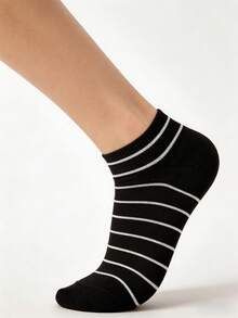 5 Pairs Women's Striped Ankle Socks, Breathable Low-Cut Boat Socks For Spring, Thin Invisible Socks For Summer, Casual Versatile Daily Wear Socks - Multicolor - View 3