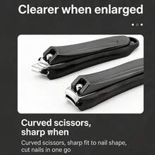 J·FOCUS Stainless Steel Precision Nail Clippers, With Sharp Curved Blades Suitable For Thick, Ingrown And Hard Nails, Professional Manicure And Pedicure Tool, Suitable For Daily Use And Travel - Black - View 3