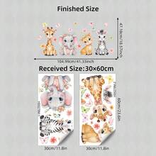 BRUP 1/2/6张/套 Safari动物朋友墙贴，5种可爱动物：猴子、大象、长颈鹿、狮子和蝴蝶，充满童趣的儿童房、客厅、卧室门贴，可移除，即撕即贴，田园风Safari探险主题艺术 - 彩色 - 查看 13