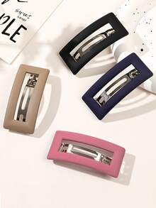 4/5pcs Minimalist Solid Color Matte Hollow Square Large Hair Clips, Elegant Back-Of-Head One-Line Horizontal Top Clip For Women, Half-Up Ponytail Spring Hair Clip, Classic Fashion Versatile Hair Accessory For Outings, Sports, Commuting, Parties, Vacations, Performances, Afternoon Tea, Ideal Practical Gift For Valentine's Day, Thanksgiving, Mother's Day, Birthday, Holidays - Multicolor - View 12