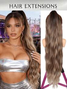 WaveTrip Inspired 32-Inch Long Wavy Synthetic Fiber Ponytail, With Clip Design, Suitable For Daily Wear, Valentine's Day Gift For Women - Ombre - View 2