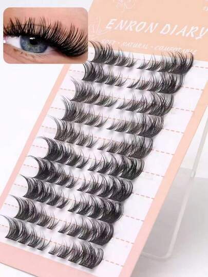 80片（8-15毫米）C型卷翘漫画假睫毛，狐狸猫簇状假睫毛，自然妆效，角色扮演，漫画风格假睫毛，蓬松纤细浓密，狐狸猫睫毛，单根自然长款，纤细长款，可重复使用，佩戴舒适，适合家庭聚会、情人节、旅行、拍照、节日妆容，亚洲风格睫毛簇，睫毛簇，单根假睫毛，假睫毛