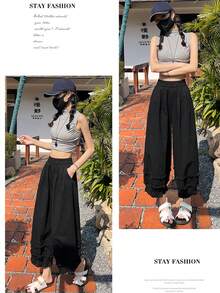 Women Pants - 黑色的 - 查看 5