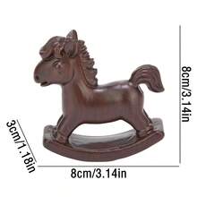 Rocking Horse Figurine Ornaments Wooden Cartoon Animal Statues For Home Office Decoration - Nâu đỏ - Xem 7