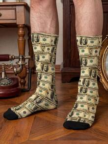 1/3 双美元钞票（100 美元）中筒袜，男士中筒袜，新奇夏季套装 - 彩色 - 查看 1