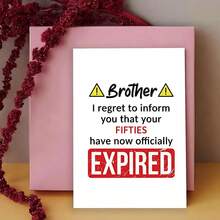 Funny 60th Birthday Card For Brother - Your 50s Have Expired - Happy Birthday Card Written By Sister After Brother And Sisters For Brother, Joking And Humorous Birthday Card Gift - One Size Fits All - View 4
