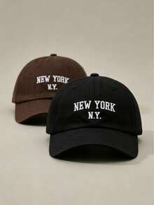 Mũ lưỡi trai phong cách tối giản thêu logo New York NY, thích hợp cho các hoạt động ngoài trời, thường ngày, kỳ nghỉ, bãi biển, câu cá, tiệc tùng, chơi golf, vùng quê, sinh nhật và các dịp khác, ngày lễ, du lịch. - Đen + Nâu - Xem 9