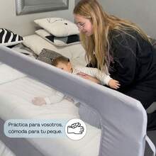 BATHBY Barandilla de Protección para Cama 180 cm | 10 Alturas Ajustables | Panel Transparente | Sistema Plegable para Bebés y Niños | Protección Anticaídas Compatible con Todo Tipo de Colchones - Gris (180cm) - Ver 3