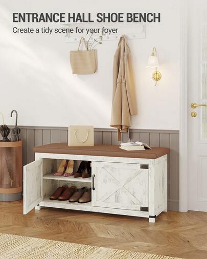 HaluPeit Shoe Bench, Shoe Cabinet With Seat, Shoe Rack With Seat, Padded Cushion, 35 X 100 X 49 Cm, For 12 Pairs, Load Capacity Up To 150 Kg, For Entrance, Living Room, Hallway, White