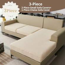 Couch Cushion Covers For Sectional Sofa Wear Resistant Stretch Sofa Slipcovers For Sofa Cushion Furniture Protector Washable Couch Seat Cover For Pets Beige 2 Seat Covers S+ 1 Chaise - Beige - View 3