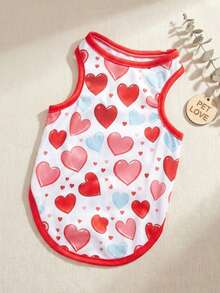 PETSIN 1 pieza Chaleco lindo con estampado de corazones de colores para mascotas (gatos y perros) para el Día de San Valentín - Multicolor - Ver 1