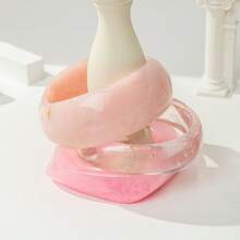 1件粉色不对称几何树脂手链，时尚优雅 - 粉色 - 查看 3