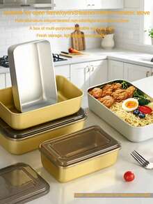 1/4/6pcs Lightweight And Durable Rectangular Aluminum Lunch Box/Bento Box, Suitable For School Lunch, Office Lunch, Kitchen Fridge Storage, Fruit Salad Storage, Outdoor Picnic Storage And Cereal Storage. These Leak-Proof Sealed Boxes Can Be Used To Store Lunch, Meat, Pickles, Fruits And Vegetables. - Multicolor - View 1