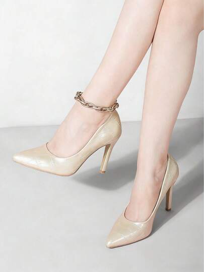 Zapatos de tacón alto con estampado de caimán en cuero para mujer, zapatos elegantes y de alta gama adecuados para la oficina, citas, viajes, fiestas y uso diario