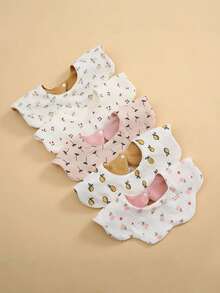 Bộ 3 yếm ăn dày dặn hai mặt cho bé, khăn lau miệng bằng vải cotton mềm mại, chống thấm nước cho trẻ sơ sinh, họa tiết hoa. - Nhiều màu - Xem 10