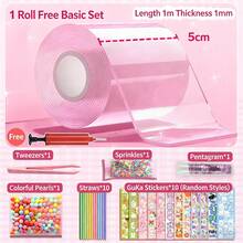 1 Set Kit de Chicle de Burbuja Nano, incluye Brillo, Arcilla, Pegatinas Lindas y Herramientas Accesorias, Kit de Chicle de Burbuja Nano Hecho a Mano para Adolescentes (Colores de Accesorios Aleatorios) - Multicolor - Ver 9