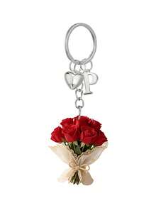 Elegant 2d Flat Acrylic Rose Bouquet,Lightweight Flower Ring, Letter Heart Pendant, Valentine's Day Flower Bouquet Pendant,Fun Ornament, Backpack Accessory, Fashion Pendant, Home Decoration, For Car Decorations And Charms, Headphone Charms, Bag Charms, Accessory Gift, Perfect Gift For Family And Friends, Mother's Day, Valentine's Day Gifts, Birthday Gifts, Party Gifts, Anniversary Gifts, Wedding Gifts - Multicolor - View 16
