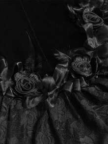 Gothic Velvet Lace Mermaid Maxi Dress, Rose Tassel Cross Formal Gown - Black - View 10