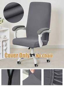 1pc Stretchy Thin Fabric Office Chair Cover, Anti-Dirty Computer Chair Slipcover, Modern Removable & Washable Office Seat Cover - Multicolor - View 3