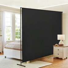 Room Divider Single Panel 71''W X 71''H Height Adjustable Large Room Divider Panel For Office Fabric Portable Privacy Screen Wall Divider For Room Separation Freestanding Partition Separators - Black - View 1