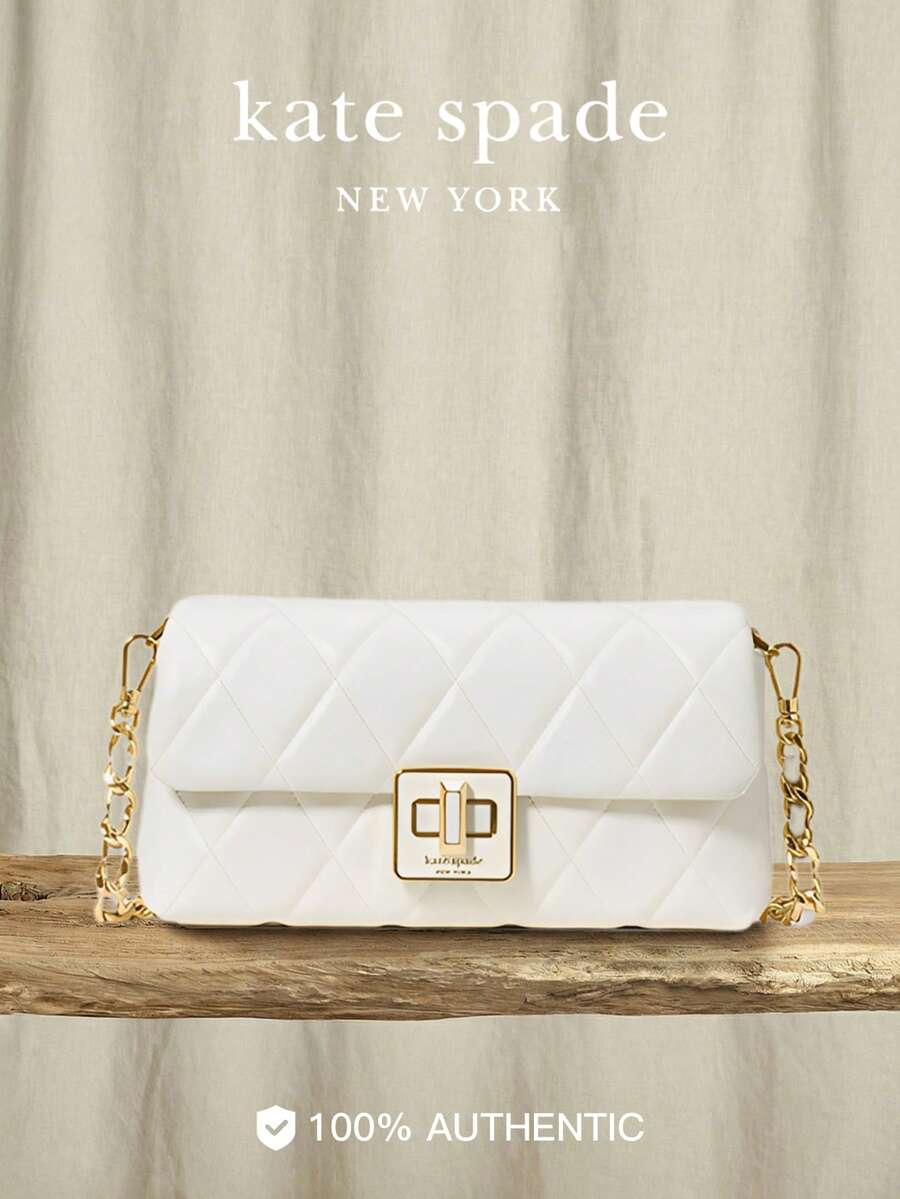Kate Spade KS CAREY Small Quilted Crossbody Bag, Adjustable Shoulder Strap & Top Handle - White - View 1