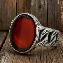 1pc Natural Agate Tiger Eye Stone Minimalist Chain Style 316 Ring, Unisex, Great Gift For Dad, Mom, Coworkers, Friends - Ring - View 20