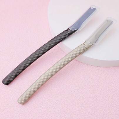 Serrated Handle Precision Eyebrow Trimmer, Unisex, Anti-Slip Textured Design, 1pc, Durable Practical Portable Tool, Affordable Makeup Tool, Eyebrow Grooming, Facial Blade, Travel Essential, Inexpensive, Gift For Friends, Makeup Tool, Mother's Day Gift