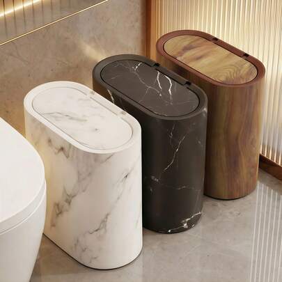 1 thùng rác góc họa tiết đá cẩm thạch có nắp - Thiết kế vuông kín, chống mùi, mở bằng bàn đạp, thích hợp cho phòng tắm, khách sạn, nhà ở, nhà nghỉ, nhà bếp, phòng khách, thùng rác nhựa, thùng rác thời trang, thích hợp cho không gian hẹp, thiết kế tiết kiệm không gian, thùng rác phòng tắm, trang trí nhà cửa, trang trí và phụ kiện phòng tắm, trang trí Giáng sinh