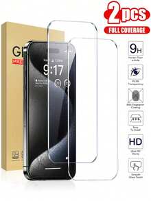 Tempered Glass Screen Protector 2pcs High Definition 1:1 Retina Display Scratch-Resistant Shatterproof Durable Compatible With Iphone X/XR/11/12/13/14/15/16/16 Plus/16 Pro/16 Pro Max/16e/17/17 Air/17 Pro/17 Pro Max Spring Gift Birthday Party - Clear - View 17